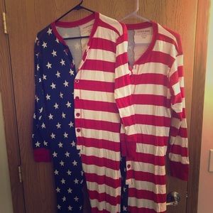 His and hers American Flag onesies!